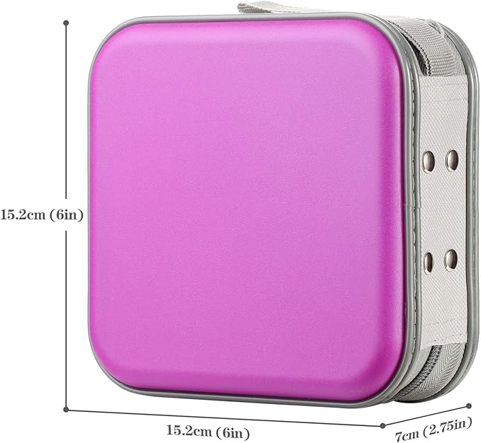 Alavisxf Purple 48 Capacity Hard Plastic DVD Case with Zipper - Portable Disc Wallet Bag for Car, Home, Travel