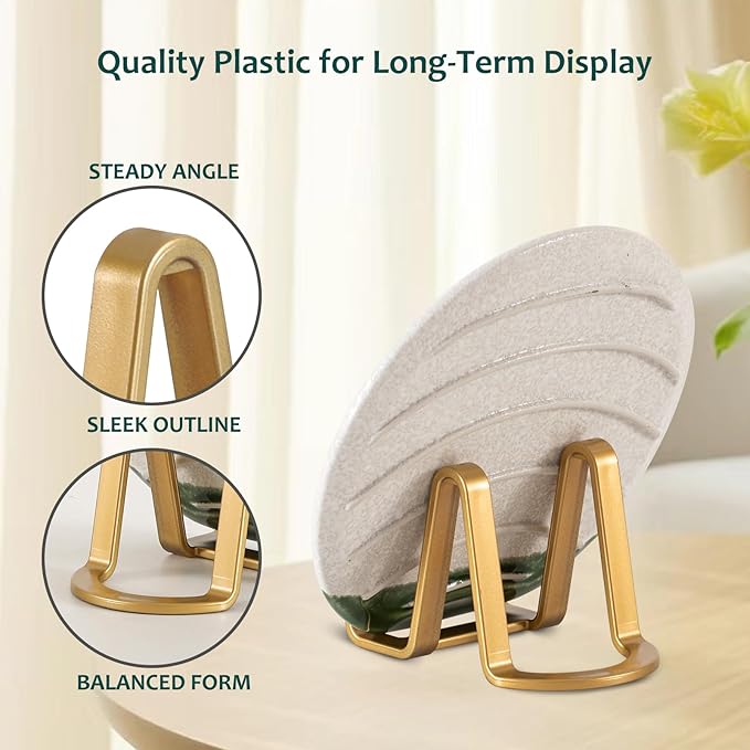 Artliving Plate Stands for Display - Plastic Easel Stand Plate Holder Display Stand Picture Frame Stand for Pictures | Photo|Decorative Plate |Dish | Tabletop Art - 3 inch-Golden