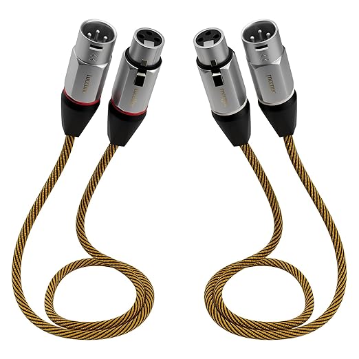 3ft XLR Cables 2 Pack, Balanced Male to Female Audio Cords, Nylon Braided Microphone Cable, Shield for Studio Podcast DJ