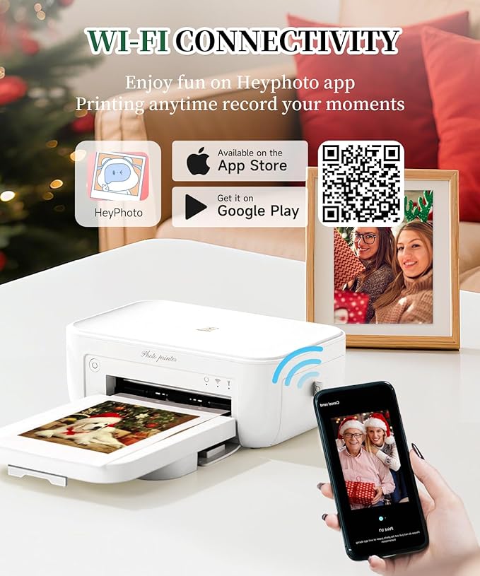 iDPRT 4x6 Photo Printer - 108 Sheets & 2 Ribbon, Instant Picture Printer for iPhone, Android - Thermal Dye Sublimation, WI-Fi Connnecting, Color Photo Printers for Home Use