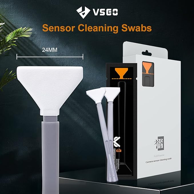 VSGO 24pcs Full-Frame Camera Sensor Cleaning Kit, Sensor Cleaning Swabs, Compatible with DSLR & SLR Digital Cameras (V-S03-24)