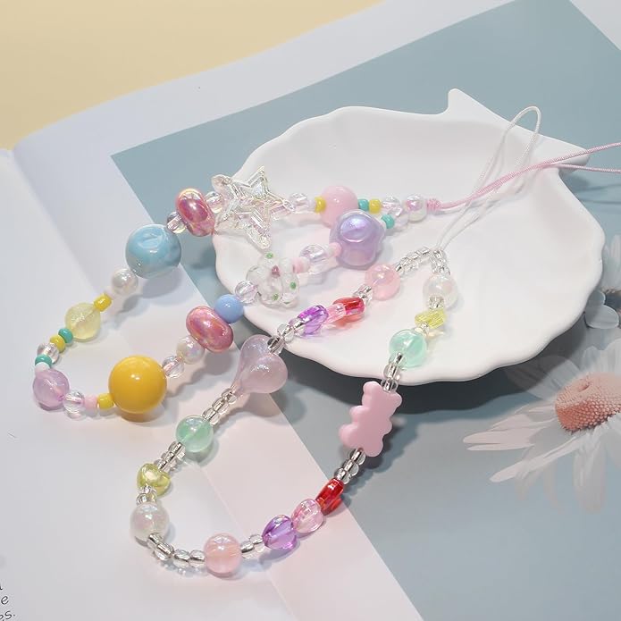 Cute Digital Camera Wrist Strap,Beaded Phone Charms wristlet Strap,Kawaii Bracelet Wrist Lanyard,Charm Holder for Women