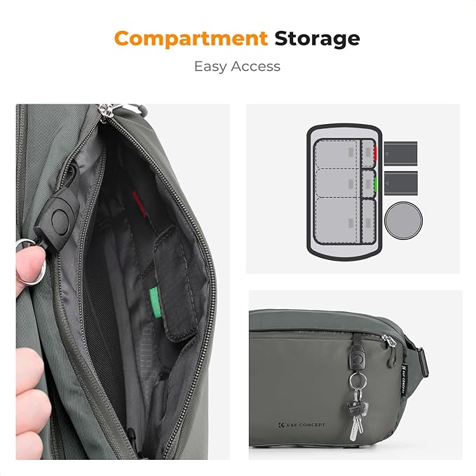 K&F Concept 2 in 1 Sling Bag Everyday Shoulder Bag & Multifunction Photography Crossbody Camera DSLR Backpack Portable Bag