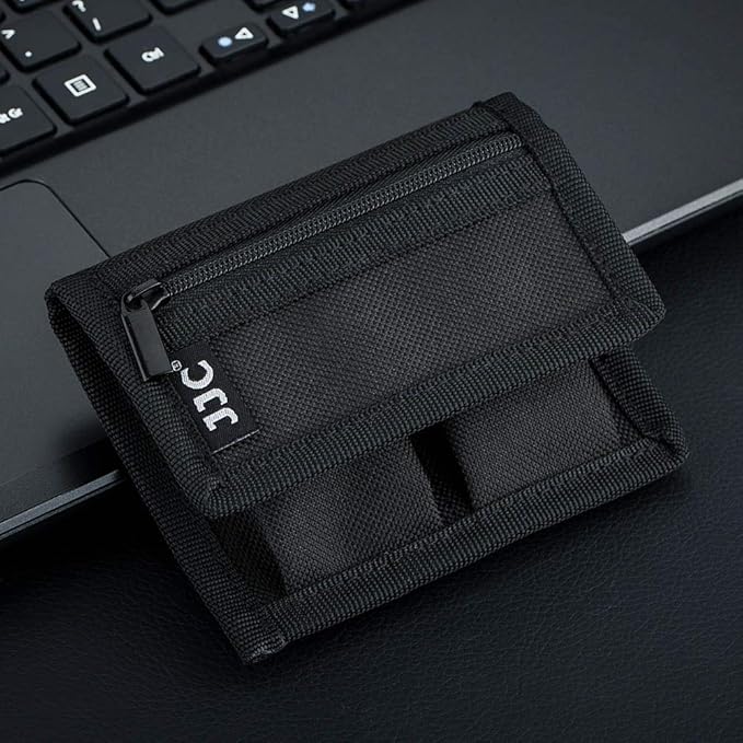 Camera Battery Pouch Holder Case for 2 PCS Sony NP-F550 NP-FW50 NP-FZ100 NP-BX1 Canon LP-E6 LP-E8 LP-E10 LP-E12 LP-E17 Fuji NP-W126 Nikon EN-EL14 EN-EL15 with Zipped Pocket to Store SD TF XQD CF Cards