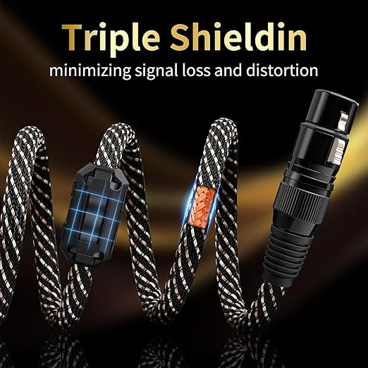 Audiophile HiFi Audio XLR Cables - 2XLR,3.28ft,15 AWG,4N OFC Core,Gold-Plated Plugs,with Nylon Braid,Subwoofer Cable,Compatible with CD Player,AMP,Speaker& Effect Processor(3.28ft/1m) 2-Pack