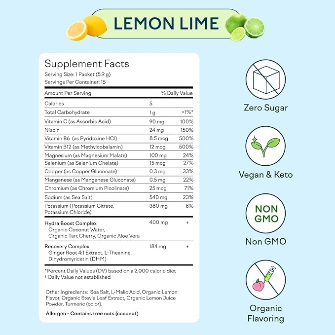 Feel Goods Hydration Hero, Sugar-Free Electrolyte Powder Packets for Daily Hydration - Electrolytes Drink Mix with Magnesium, Potassium & Vitamins for Fasting & Energy - Keto, Vegan & Organic Flavors