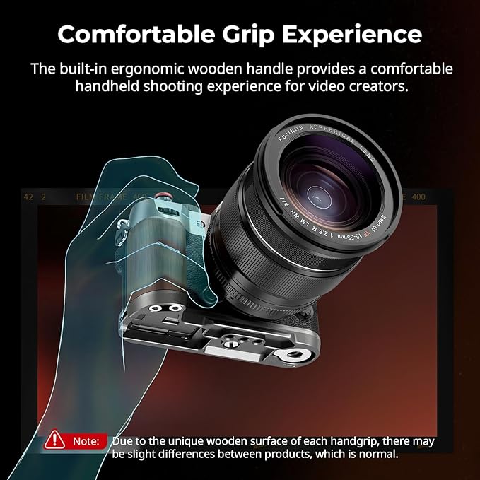 SMALLRIG X-T50 Handgrip, Wooden L-Shape Grip for FUJIFILM X-T50 Camera, Built-in Quick Release Plate for Arca, with Shutter Button and Hot Shoe Cover, Charcoal Silver - 4736