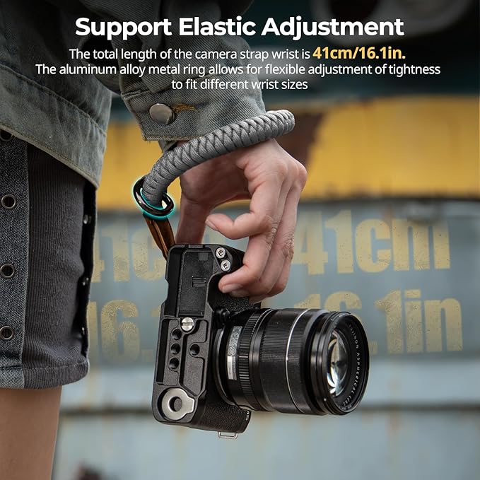 SMALLRIG Camera Wrist Strap, Universal Braided Camera Hand Strap, Adjustable Safety Strap Compatible for DSLR or Mirrorless Camera, Gray- 5055