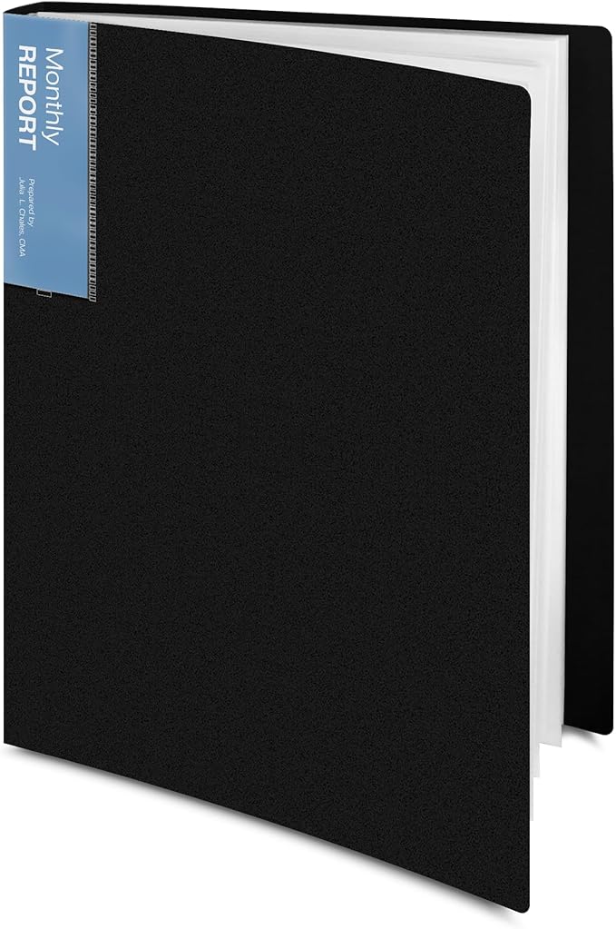 Dunwell 9x12 Presentation Book (Black), 24-Pocket Folder with Plastic Sleeves, Displays 48 Pages pf 9 x 12 or A4 Documents, Certificates, Keepsakes, Kids Art, Acid-Free Poly Portfolio Binder