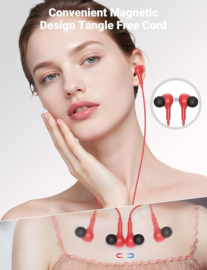USB C Earbuds with Microphone Cute in Ear Wired Headphone USB-C Plug Ear Buds Corded Head Phone Magnetic Type C Earphone for iPhone 17 Pro Max 16 Plus 15 16e for Samsung A17 A16 S26 S25 S24