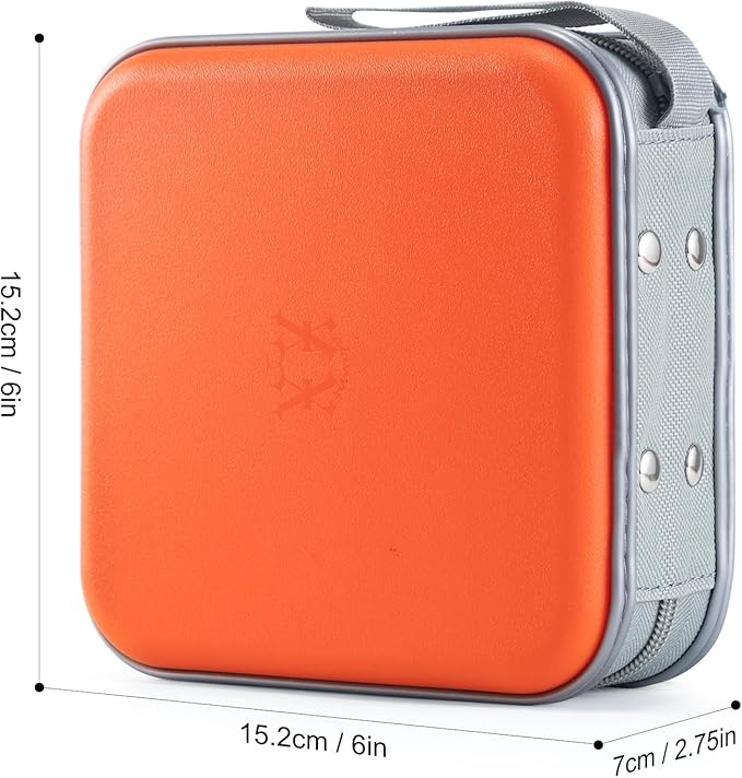 alavisxf xx 48 Capacity Hard Plastic DVD Case Portable Zipper CD Case Holder Large Storage Disc Wallet Bag for Car Home Travel (Orange)