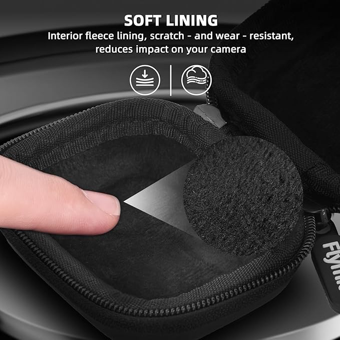 Flymile Small Carrying Case + 2 Pack Screen Protector for Insta360 GO Ultra, PU Hard Portable Travel Storage Bag With Carabiner & Wrist Strap, Tempered Glass Film Protective Lens Cover Accessories Kit
