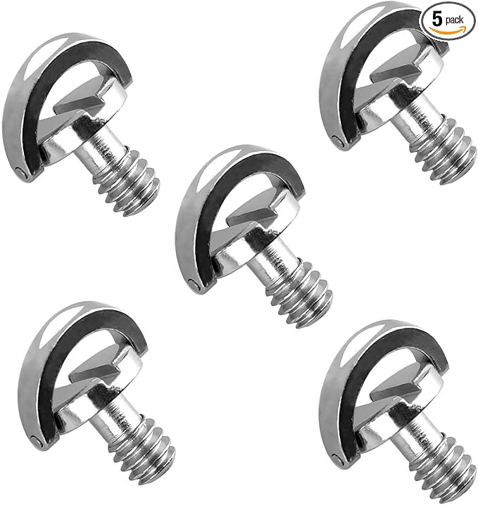 (5 Packs) Stainless Steel D Shaft D-Ring 1/4" Tripod Screw, Mounting Screw Adapter, Quick Release Camera Screw for Camera Camcorder Tripod Monopod QR Quick Release Plate