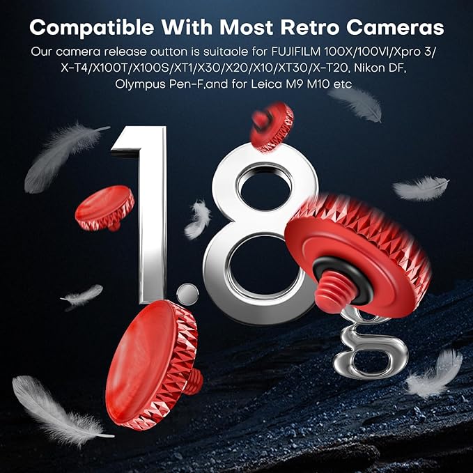 REYGEAK for Fujifilm Camera Shutter Button(4 Pack/Red) Copper Soft Shutter Release Button,Camera Shutter Button Fits for Fuji Fujifilm X100 X100VI X-T5 X-T4 X-T3 Accessories
