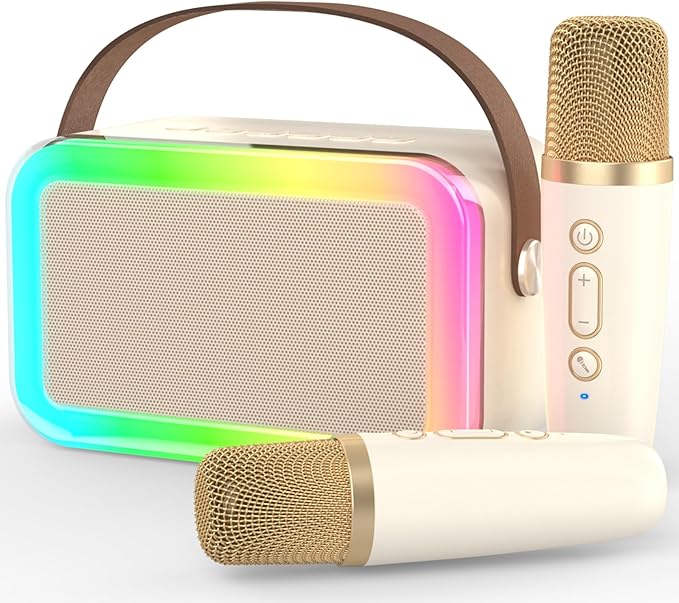 Karaoke Machine Microphone,Fun Toys Christmas Birthday Gifts for Adult Women Men Girls Kids Toddler Boys,Portable Bluetooth Speaker with 2 Wireless Microphone for Home Party Birthday