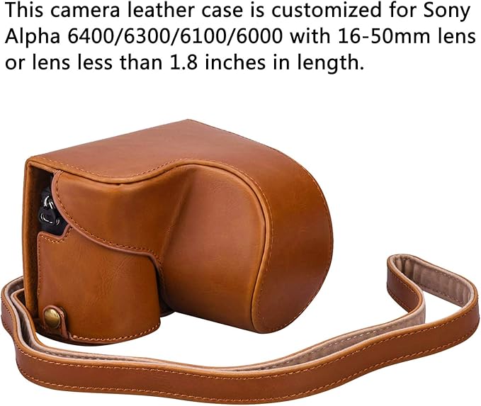 Hargedis XEVN for sony a6400 case,for sony a6300 case,Premium PU Full Body Leather Camera Case Bag for sony alpha a6300 a6000 a6100 a6400 Fit 16-50mm Lens with Camera Shoulder Strap(Brown)