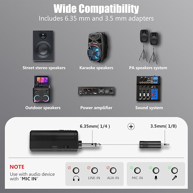 Wireless Microphone, Professional Dual-Handheld Dynamic Wireless Microphone System With Rechargeable Receiver, 200 Feet, Plug And Play, Ideal For Presentations, Weddings, And Public Address Systems