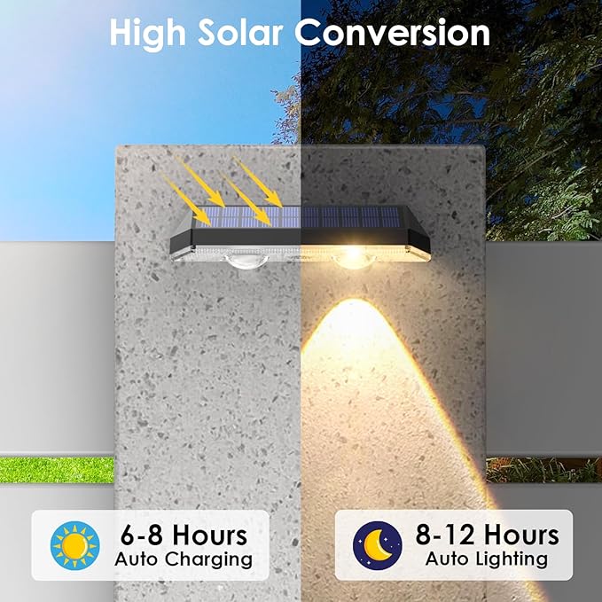 Solar Fence Lights - 2PK Solar Outdoor Light Warm White/Daylight White/Cold White 3 Modes Deck Lights for Outside, Deck Fences, Stair Railings, Pools and Walls
