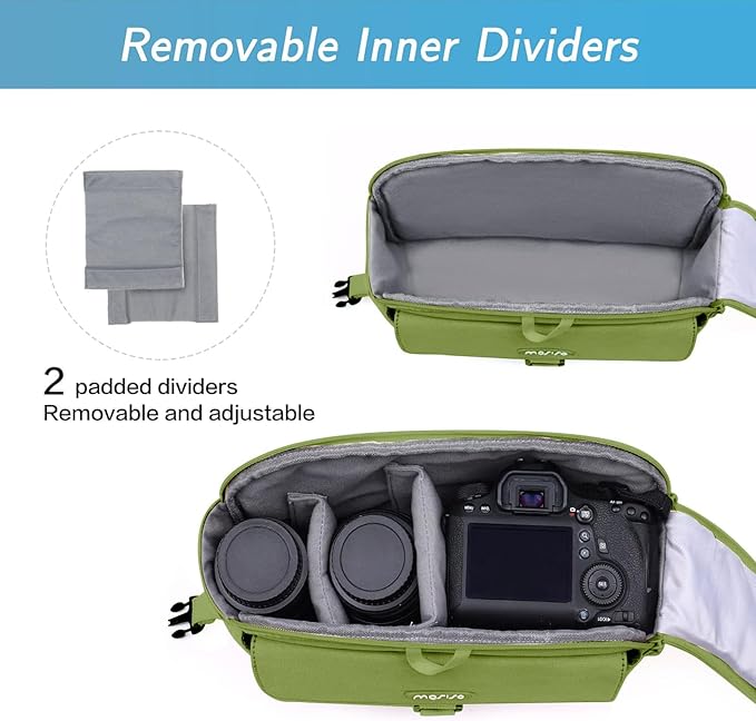 MOSISO Camera Shoulder Bag Case Crossbody Sling Purse, DSLR/SLR/Mirrorless Compact Padded Photography Handbag with Rain Cover Compatible with Canon/Nikon/Sony Cameras and Lenses, Army Green