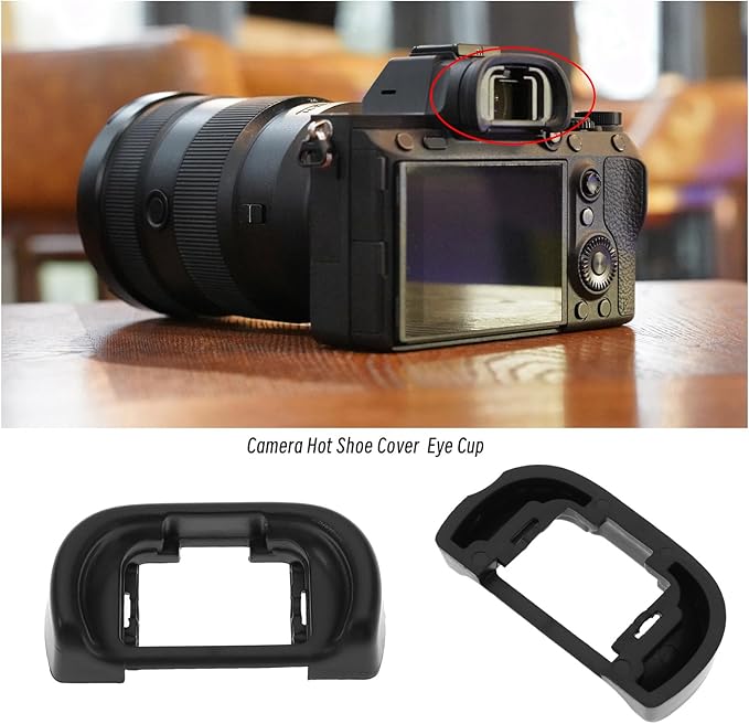 Micro Traders EP-11 Eyecup Eyepiece Viewfinder, Hot Shoe Protective Cover, Compatible with Sony A6000 A6100 A6300 A6400 A6500 A6600 A3500 A3000 A58 NEX-6 ZV1 ZV1 A7C, Etc.