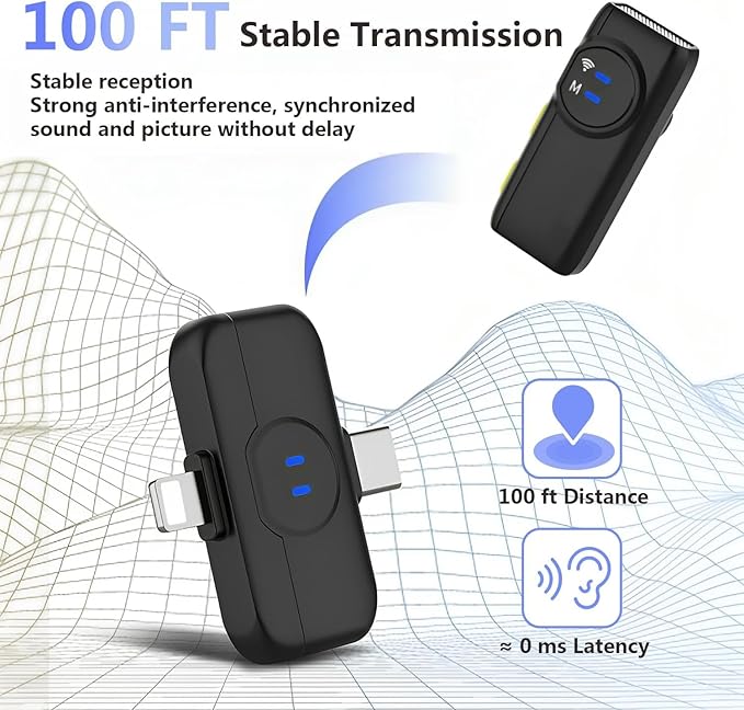 MAYBESTA Wireless Lavalier Microphone for iPhone Android Phone - Bluetooth Lapel Mic for Video Recording with Charging Case - Mini Clip on Microphones for Podcast Vlogging TikTok Interview