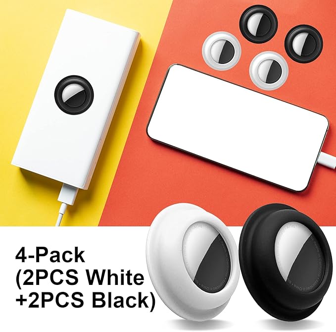 Aimtel Case for Apple AirTag Sticker (Fits 2nd/1st Gen), 4 Pack Air Tags Removable Adhesive Mount, Protective Silicone Holder for Sticking on Tv Remote, Luggage, Laptop, Headphones, Camera, iPad