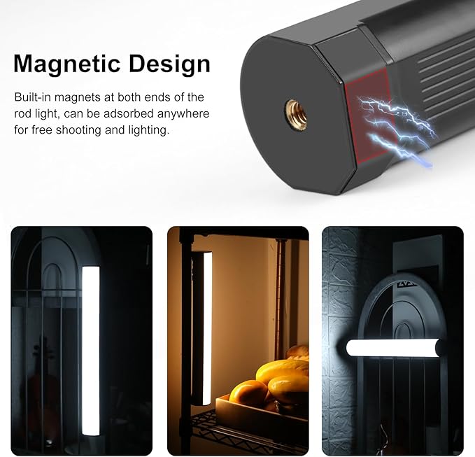 PULUZ Photography Lighting, 360° Magnetic Handheld Light Wand with 2000mAh Rechargeable Battery, 2500-9000K Dimmable Tube Light for Camera, Studio Photography, TikTok, YouTube, Vlogs (30cm/11.8 in)