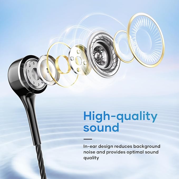 USB C Earbuds with Microphone 5 Pack, in-Ear Wired Headphones with Noise Isolating, Type C Earphone Heavy Bass Stereo Headsets Compatible with iPad, Android Smartphones, for Most USB-C Devices