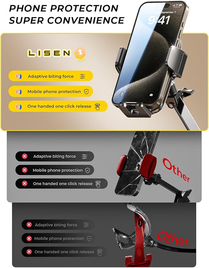 LISEN Gooseneck Phone Holder for Bed Desk [3rd Upgrade] Cell Phone Stand for Desk Bed Gaming Accessories,Gifts for Men Seniors Tech Magic Arm Mount for Recording Filming Laying Down Flexible Arm Clamp