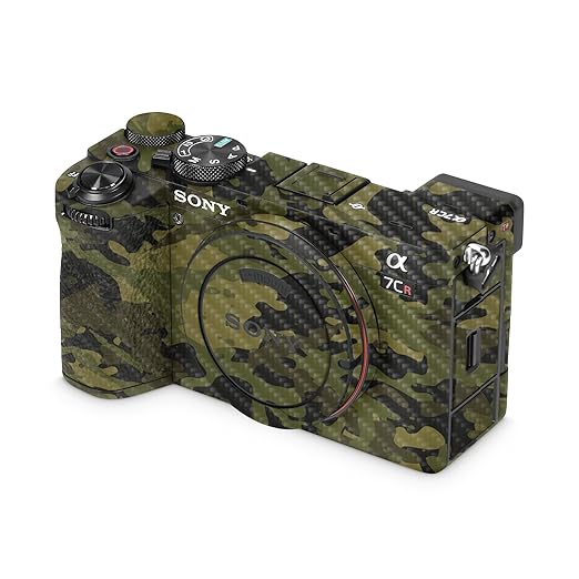 Carbon Fiber Camera Skin Compatible with Sony Alpha 7CR Camera (2023) - Green Camouflage - Premium 3M Vinyl Protective Wrap Decal Cover - Easy to Apply | Crafted in The USA by MightySkins
