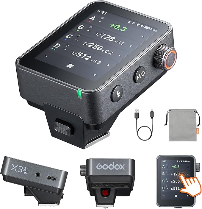 Godox X3 Pro C X3 PRO-C TTL Wireless Flash Trigger for Canon Camera,2.4GHz LCD Touchscreen Flash Transmitter,Built-in Lithium Battery, X3 C Updated Version