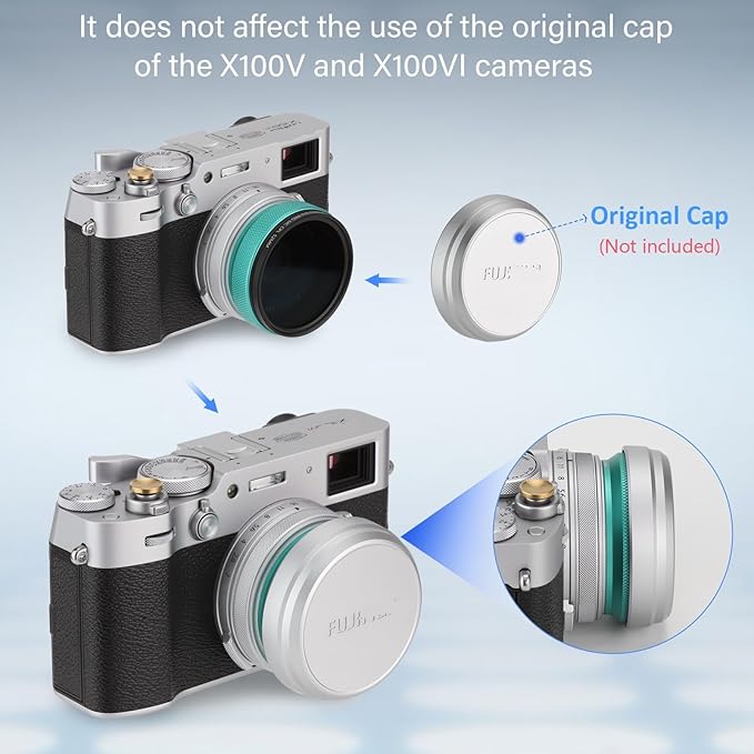 Haoge LUV-X54L Metal Lens Hood with MC UV Protection Multicoated Ultraviolet Lens Filter for Fujifilm X100VI Fuji X100V Camera Green