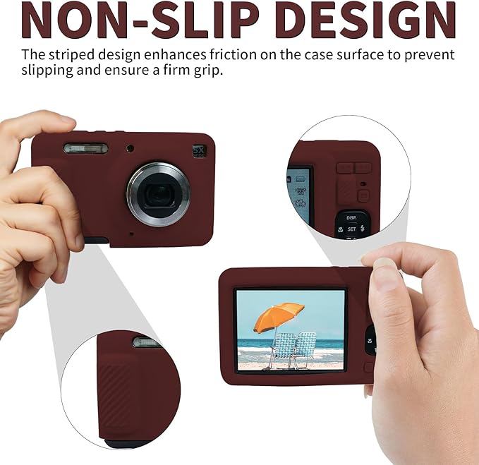 Easy Hood Camera Case for Kodak PIXPRO FZ55, Soft Silicone Cover Anti-Scratch Slim Fit FZ55 DSLR Camera Sleeve Body Skin Travel Protective Case, Burgundy Red