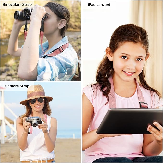 Adjustable Shoulder Straps, Universal IPad lanyard, Silicone Padded Camera Strap with Quick Release Buckle, Comfort Neck Strap for Cameras, iPads, Tablet Case, Binoculars (Peach Powder)