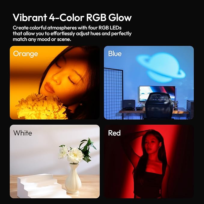 ULANZI LM01 RGB Photography Flashlight - 7500mAh 4 Color Portable LED Video Spotlight with 20 Patterned Light Filters, Handheld Zoomable Fill Light for Video Recording, Photo, Sunset, Content Creation