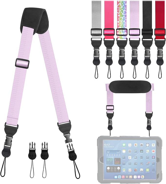 Universal Shoulder Strap, Removable Neoprene Padded Camera Strap, Adjustable Neck Lanyard for iPad, Binocular, Tablet Case, Camera, Luggage Bag (Purple Universal Shoulder Strap)