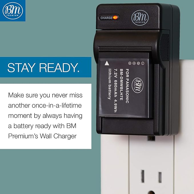 Big Mike's BM Premium 2-Pack of DMW-BLH7 Batteries and Charger for Panasonic Lumix DC-GX850, DMC-LX10, DMC-LX15, DMC-GM1, DMC-GM1K, DMC-GM1KA, DMC-GM1KS, DMC-GM5, DMC-GM5KK Digital Camera