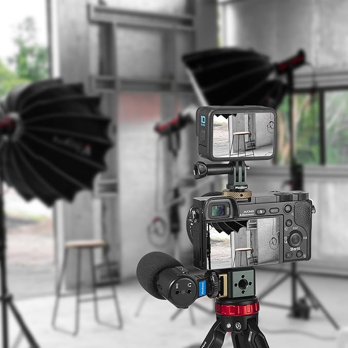 MINIFOCUS Multi-Hole Screws Adapter with Cold Shoe Mounts, Aluminum Thread Mounting Post/Block with 1/4'' & 3/8'' Thread Hole and Arri-locating Hole for Tripod, Magic Arm, Microphone, Camera Cage