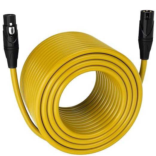 LyxPro 300 Feet XLR Microphone Cable Balanced Male to Female 3 Pin Mic Cord for Powered Speakers Audio Interface Professional Pro Audio Performance and Recording Devices - Yellow