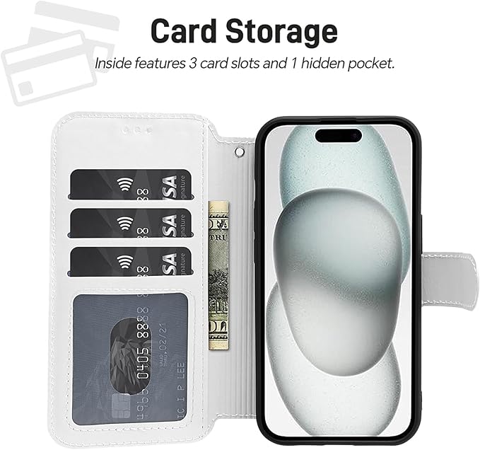 Skeleton Ribcage Bone Flip Leather Phone Case Compatible with iPhone 15/15 Plus/15 Pro/15 Pro Max