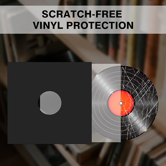 20PCS 12 Inch Black Vinyl Record Jackets, Thick Cardboard Sleeves with Center Hole, Blank LP Album Covers for 33 RPM Storage & Organization, 350gsm LP Jackets for Record Storage