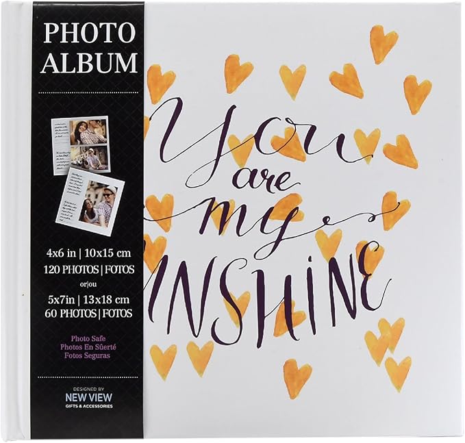New View Gifts My Sunshine Yellow Heart Photo Album, Holds 120-4"x6" Photos
