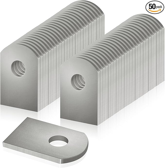 50 Pcs Weld on Tabs, Universal Shock Mount Flat Tab Bracket 1" W, 1 1/2" H, 3/8" Hole, 1/8" Thickness, Mild Steel Weld on Shock Mounts for Easy Welding