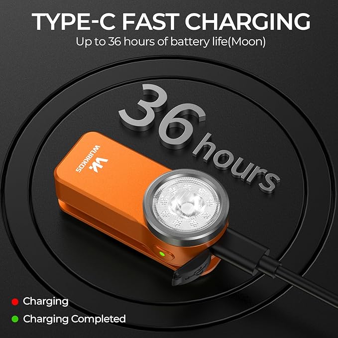 Wurkkos HD03 EDC Flashlight Rechargeable Clip-on Light, 680Lumens Mini Pocket Flashlight with RGB, Magnetic Small Flat Flashlight for Camping, Repairing, Signaling, Cycling (Orange)