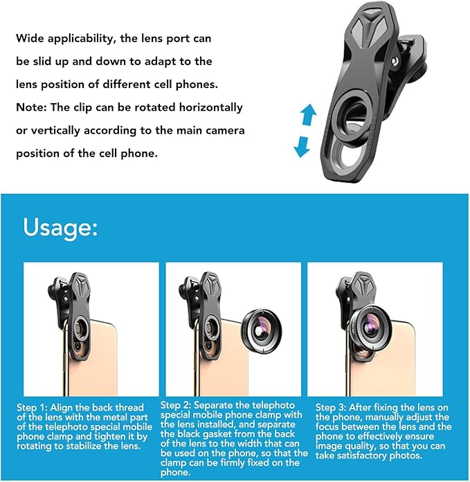 PUSOKEI 170 Ultra Wide Angle Lens for Phone, Clip - On Macro Photography Lens with Aluminum Alloy Housing, for Stunning Close - up Photos and Vlogging