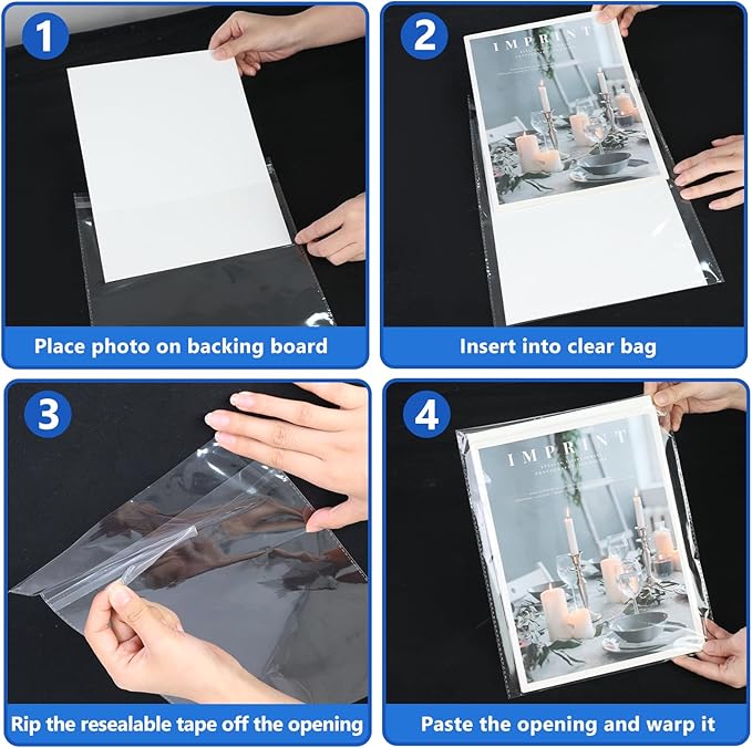 DEDC Magazine Bags and Boards 50 Pack - Heavy Duty 3.5 Mil Resealable Magazine Protector Sleeves with Rigid Acid-Free Backing Boards - Archival Clear Storage for Comics, Magazines & Collectibles