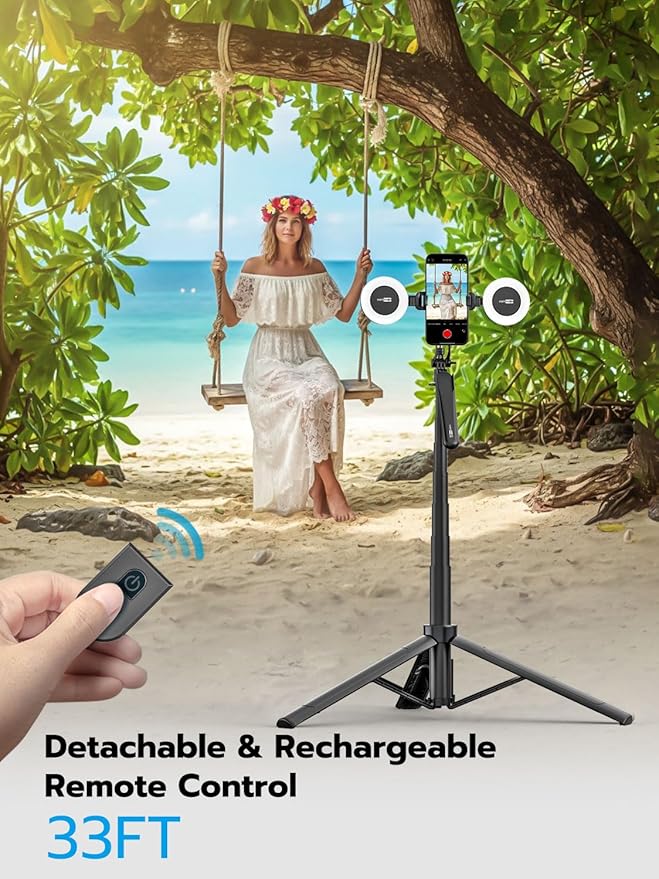 USKEYVISION 70" Multifunctional Phone Tripod for iPhone with Light, Extendable Selfie Stick with Remote for iPhone & Android 360° Rotation Phone Tripod Stand for Video Recording/Photography(UT-02)