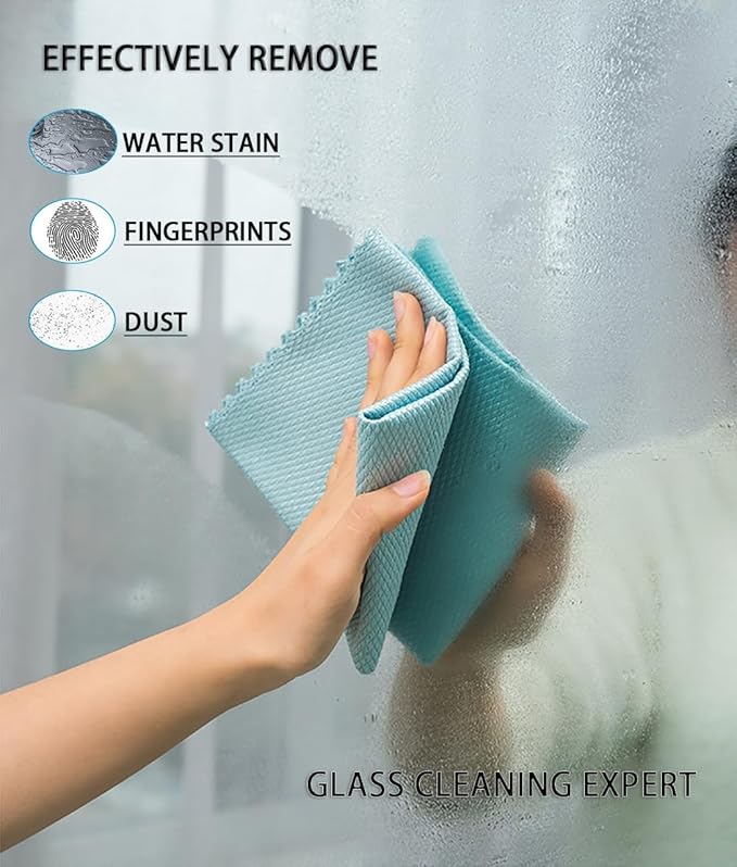 Fish Scale Microfiber Cleaning Cloth Steak Free Glass Window,Car,Mirror,Screen,Windshield, Lint-Free Shower Stainless Steel Cleaner Cloths, Drying Polishing Dish Kitchen Towels, 8, Pink, Blue, Grey