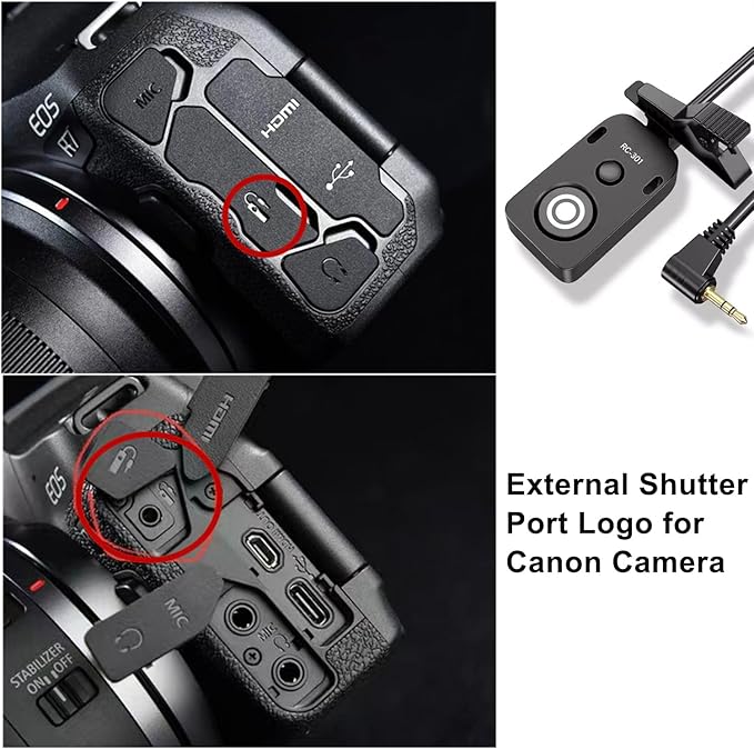 RC301-2.5mm 11.8in RS-60E3 Remote Switch Shutter Release Cord for Canon EOS Rebel T6 T7 T5 EOS R50V R6 Mark III II R6 R7 R8 R10 R100 RP T8i T7i T6s T6i T5i T4i SL3 SL2 90D 80D 70D 77D M5 M6
