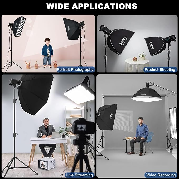 Godox 2pc Quick Release Softbox,UL 12"x18"/30x45cm Bowens Mount Square Soft Box with Grid,Diffuser,Carry Bag for Studio Strobe Flash Continuous Light,Outdoor Photography Video Recording,Live Streaming